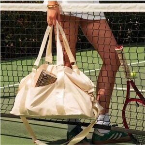 Rachel Zoe X Curateur Pearl White Amalfi Weekender Crossbody Duffel Bag NWT